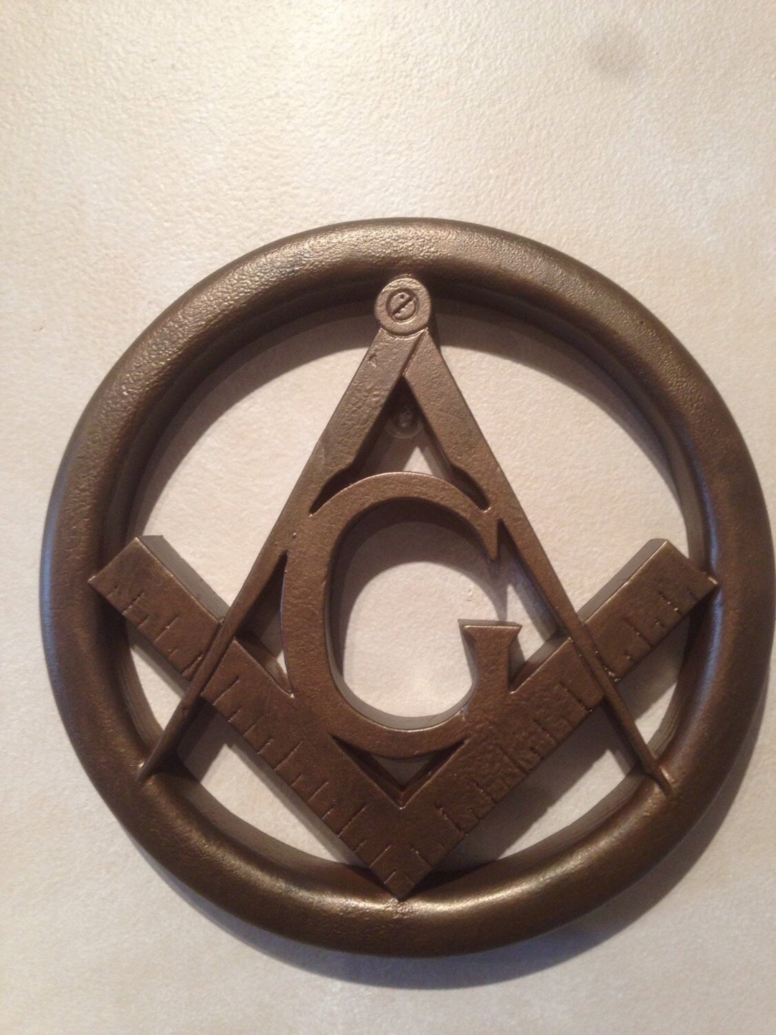 Masonic Square and Compass Wall Relief - Bronze image