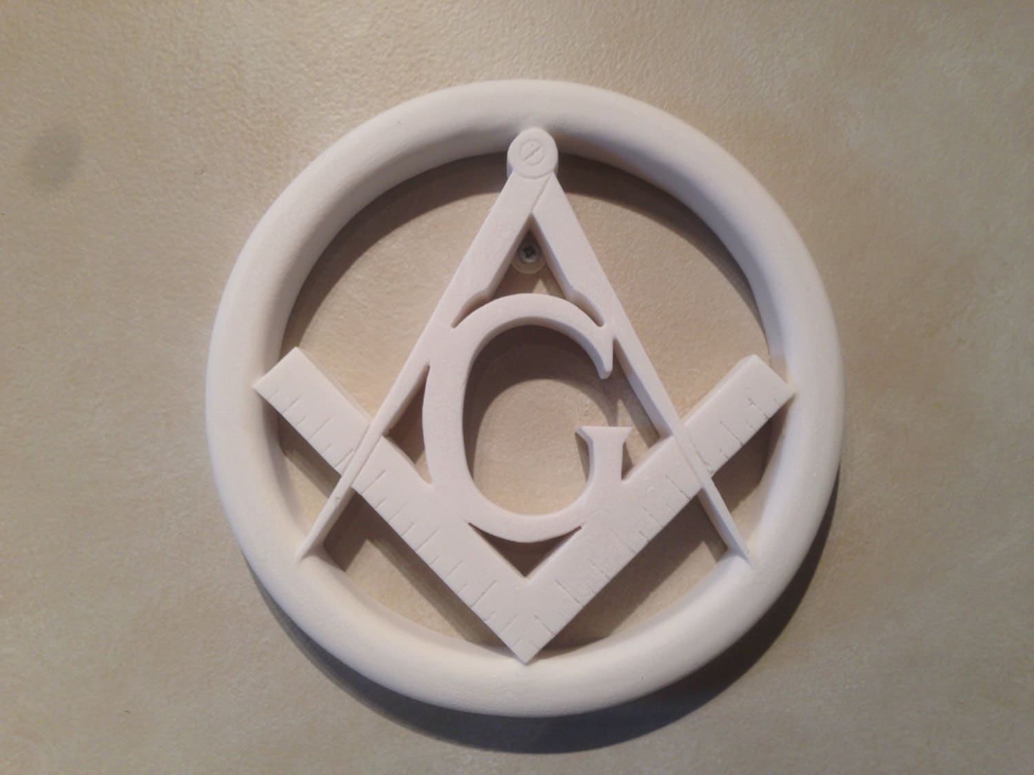 Masonic Square and Compass Wall Relief - White image