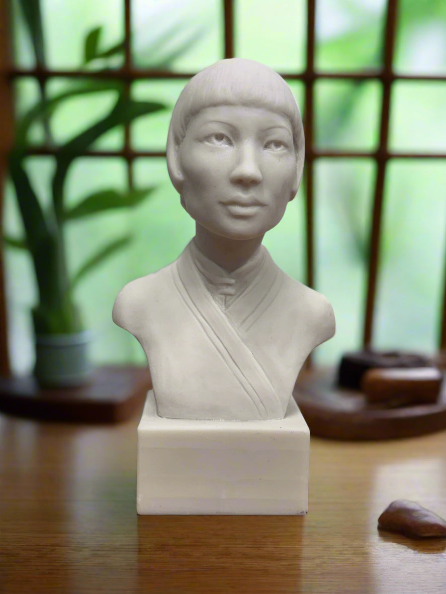 White Bonded Marble bust of Anna May Wong, first asian american silent film female actress